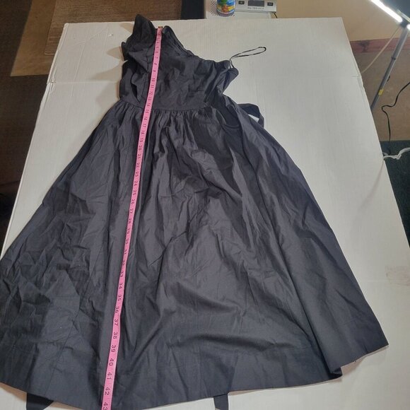 J.Crew Black Classic One-Shoulder Cotton Pleated Skirt Midi Dress Size 2P - Picture 13 of 14